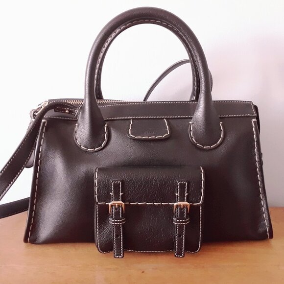 Chloe Handbags - Chloé Edith Medium Day Bag in Black Buffalo Leather